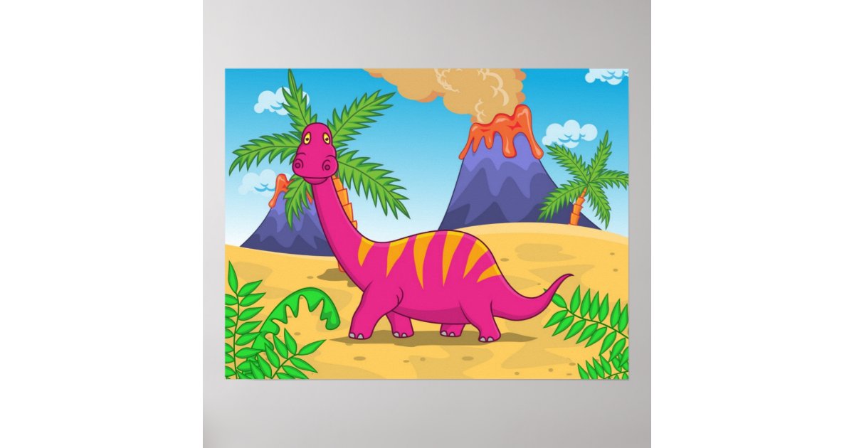 Dinosaur cartoon poster Zazzle