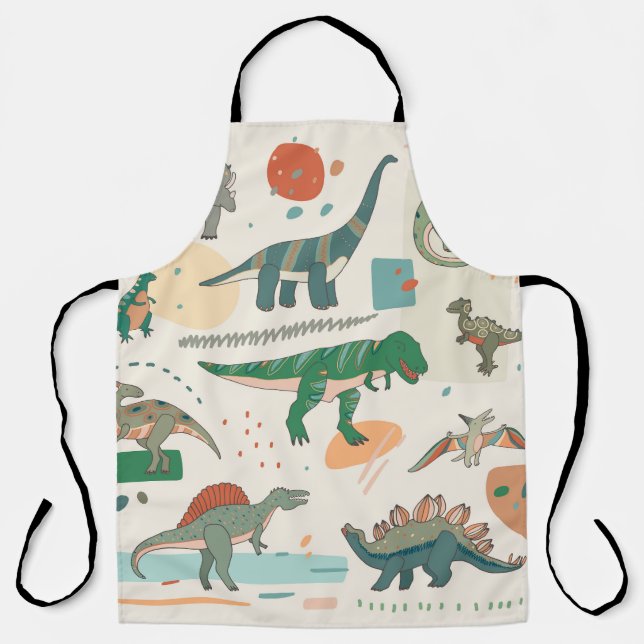 Dinosaur cartoon: vintage illustration set. apron (Front)