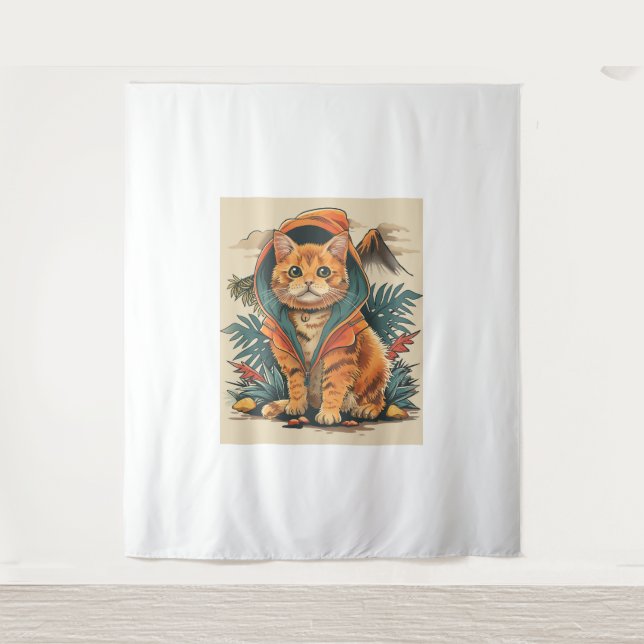 Dinosaur Cat Explorer Tapestry (Front)