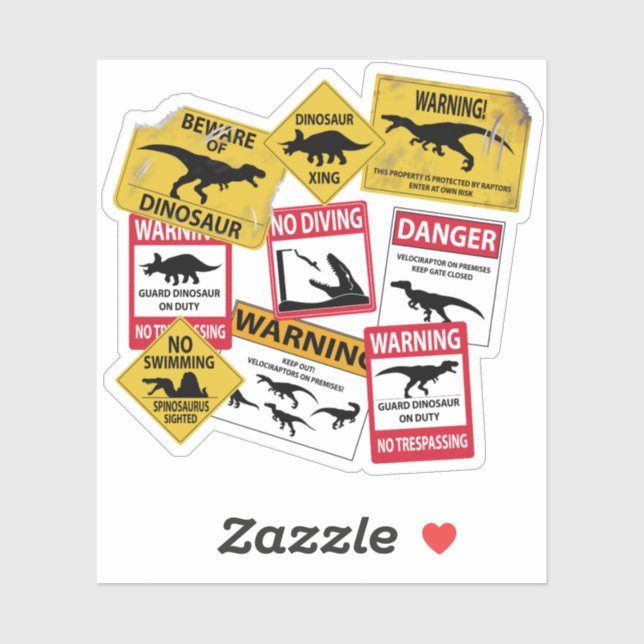 Dinosaur Caution Signs (Sheet)