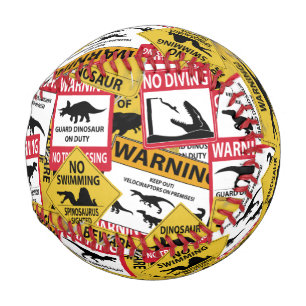 Dinosaur Caution Signs Baseball