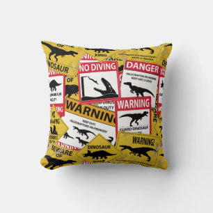 Dinosaur Caution Signs Cushion