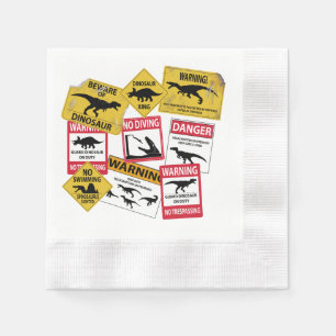 Dinosaur Caution Signs Napkin