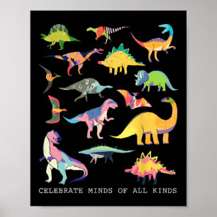 Dinosaur Celebrate Minds Of All Kinds Autism Aware Poster