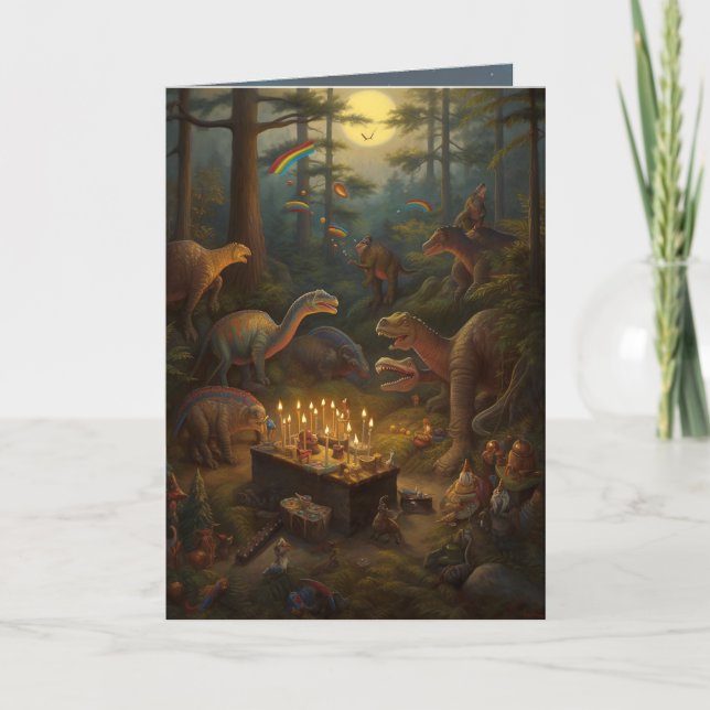 Dinosaur Celebration Blank Card (Front)