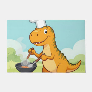 Dinosaur Chef Cooking Funny Doormat