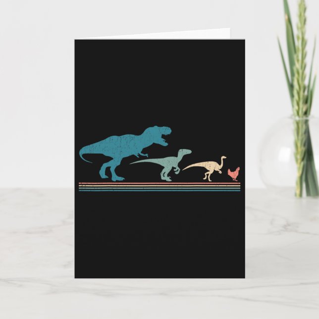Dinosaur Chicken Evolution Funny Vintage Retro 70s Card (Front)