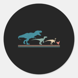 Dinosaur Chicken Evolution Funny Vintage Retro 70s Classic Round Sticker