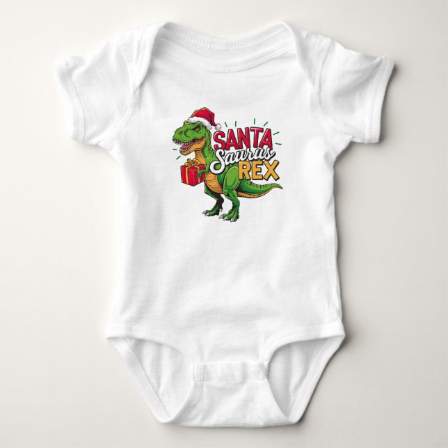 Dinosaur Christmas Baby Bodysuit (Front)