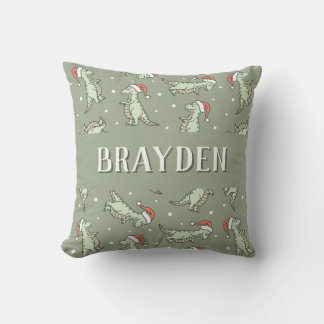Dinosaur Christmas Boy Name Santa Tyrannosaurus Cushion