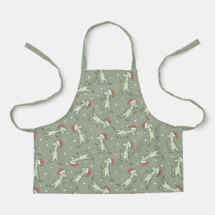 Dinosaur Christmas Boy Santa Claus Dino T-Rex Sage Apron