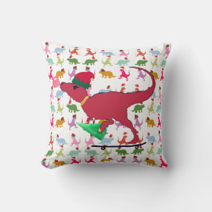 Dinosaur Christmas Cushion