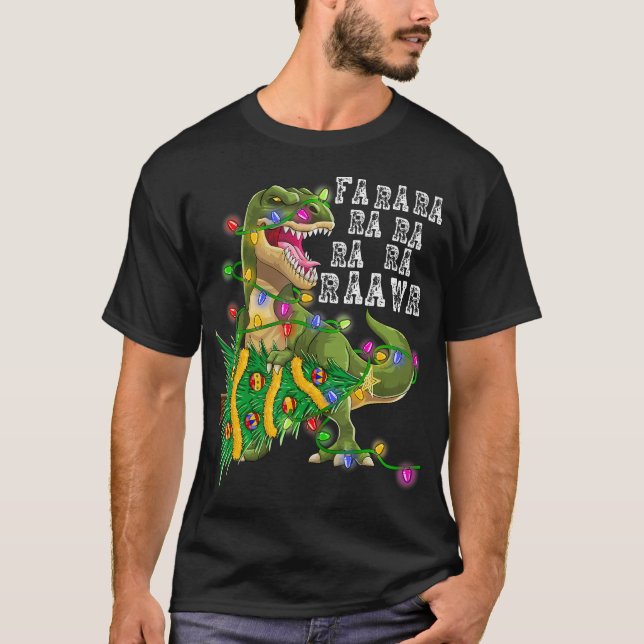 Dinosaur Christmas Fa Ra Rawr Tree Rex Boys Xmas G T-Shirt (Front)