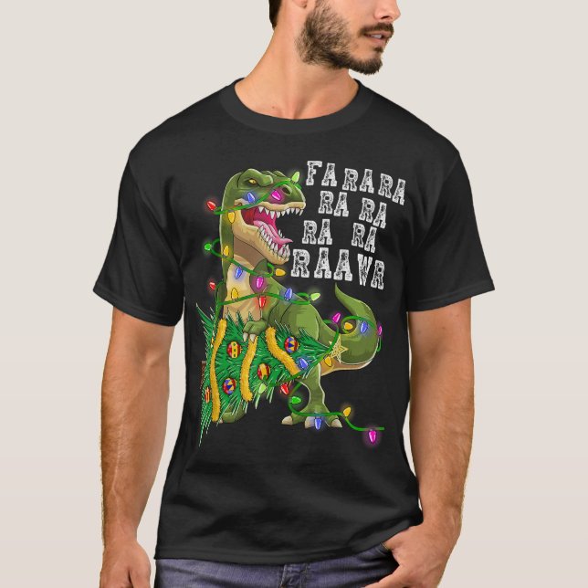Dinosaur Christmas Fa Ra Rawr Tree Rex Boys Xmas G T-Shirt (Front)