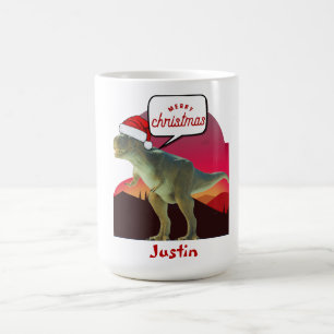 dinosaur christmas gift, personalised name coffee mug