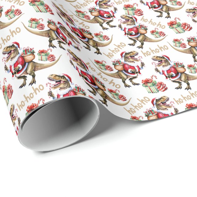 Dinosaur Christmas Gift Wrapping Paper (Roll Corner)