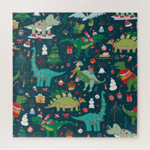 Dinosaur Christmas: Happy New Year Jigsaw Puzzle