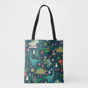 Dinosaur Christmas: Happy New Year Tote Bag