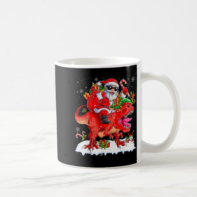 Dinosaur Christmas Lights Funny Men Boys Kids Xmas Coffee Mug (Right)