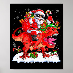 Dinosaur Christmas Lights Funny Men Boys Kids Xmas Poster