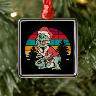 Dinosaur Christmas  Metal Ornament