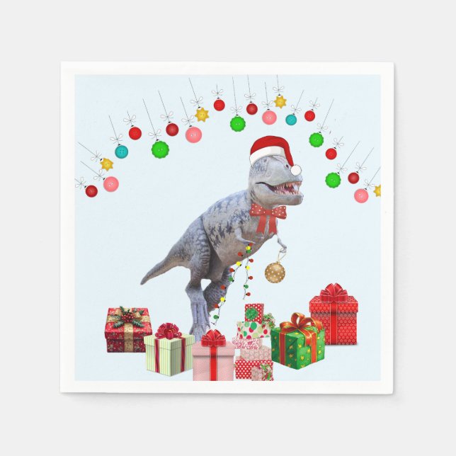Dinosaur Christmas Napkin (Front)