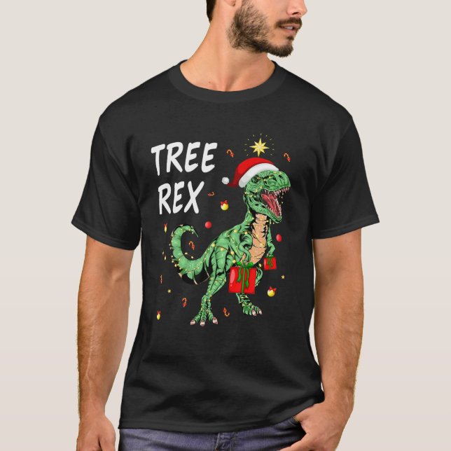 dinosaur christmas pyjamas Tree Rex Men Boys Kids  T-Shirt (Front)