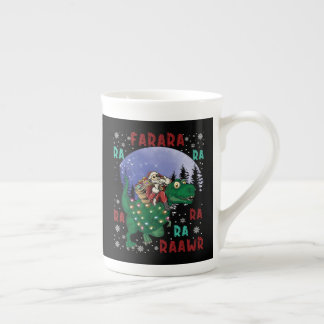 Dinosaur Christmas Santa Claus Bone China Mug
