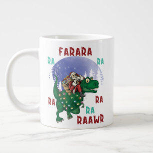 Dinosaur Christmas Santa Claus Large Coffee Mug