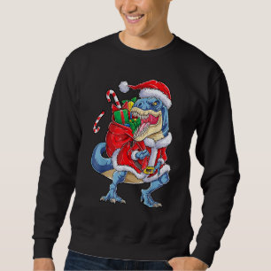Dinosaur Christmas Santa Claus rex Boys Men Xmas Sweatshirt