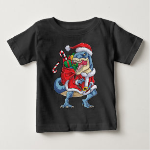 Dinosaur Christmas Santa Claus T rex Boys Men Baby T-Shirt