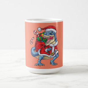 Dinosaur Christmas Santa Claus T rex Boys Men Coffee Mug