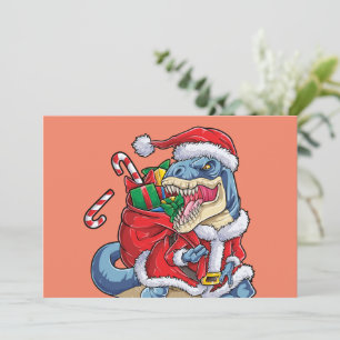 Dinosaur Christmas Santa Claus T rex Boys Men Invitation