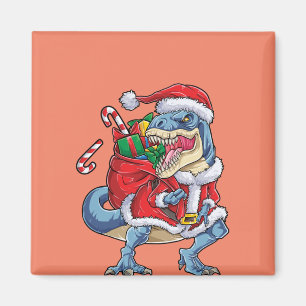 Dinosaur Christmas Santa Claus T rex Boys Men Magnet