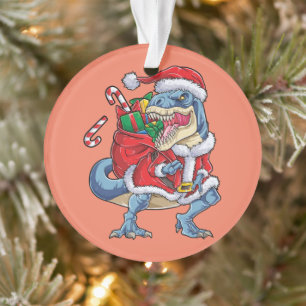 Dinosaur Christmas Santa Claus T rex Boys Men Ornament