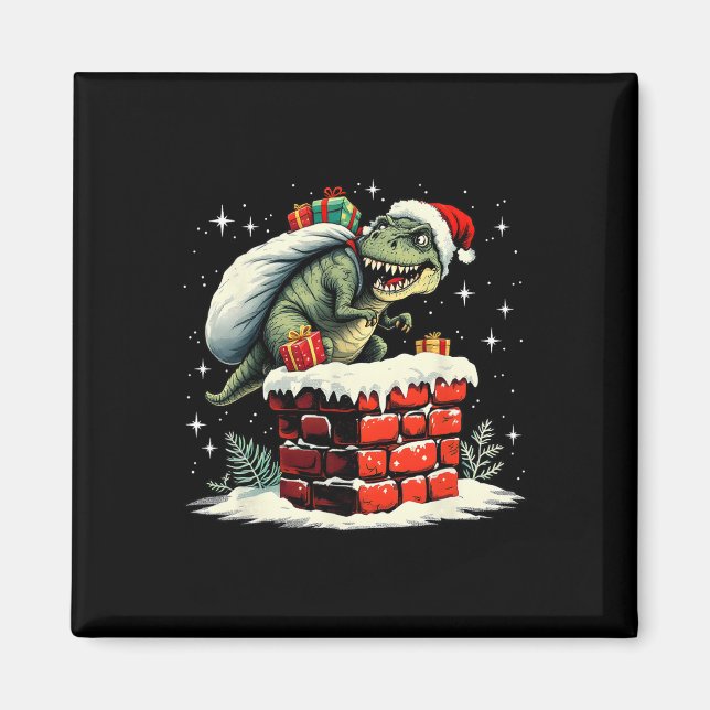 Dinosaur Christmas Santa Xmas  Magnet (Front)