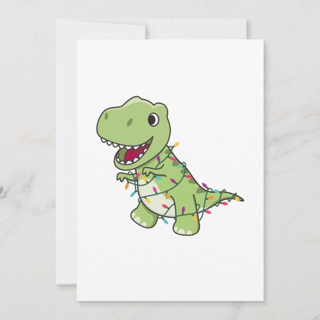 Dinosaur Christmas Snow Winter T-Rex Dino Adult Cl Holiday Card (Front)