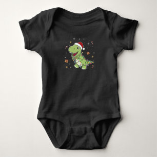 Dinosaur Christmas Snow Winter T-Rex Dino Baby Bodysuit
