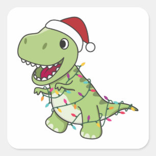 Dinosaur Christmas Snow Winter T-Rex Dino Square Sticker
