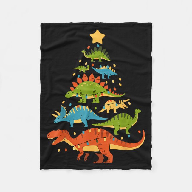 Dinosaur Christmas Tree Dino Trex Dinosaur Lover C Fleece Blanket (Front)