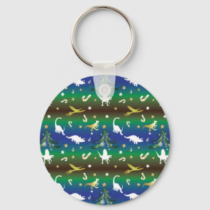Dinosaur Christmas Tree Key Ring