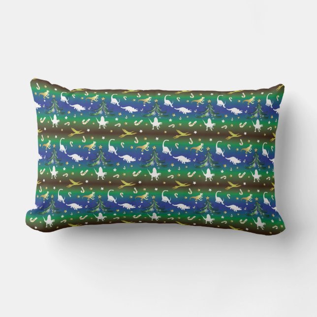 Dinosaur Christmas Tree Lumbar Cushion (Front)