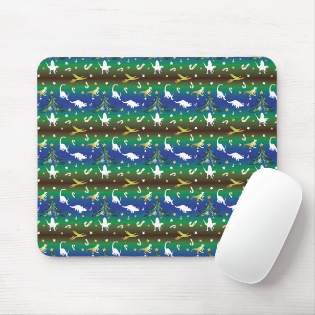Dinosaur Christmas Tree Mouse Pad (With Mouse)
