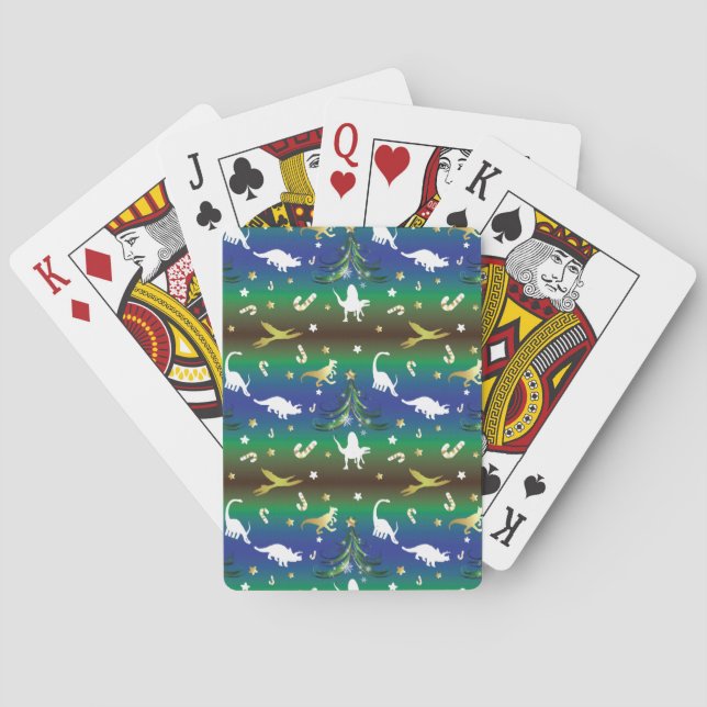 Dinosaur Christmas Tree Playing Cards (Back)