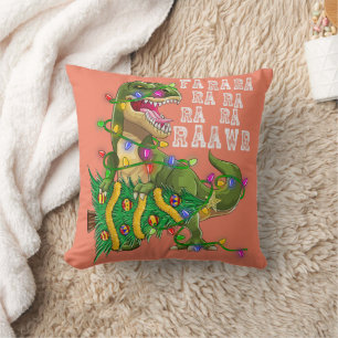 Dinosaur Christmas Tree Rex Men Boys Kids Cushion
