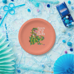 Dinosaur Christmas Tree Rex Men Boys Kids Paper Plate