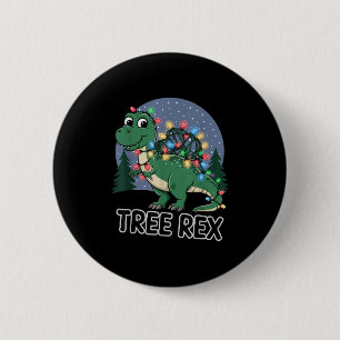Dinosaur Christmas Tree Rex Pajamas Men Boys Xmas  6 Cm Round Badge