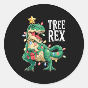Dinosaur Christmas Tree Rex Pajamas Men Boys Xmas Classic Round Sticker