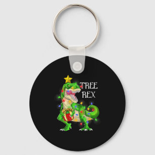 Dinosaur Christmas Tree Rex Pajamas Men Boys Xmas  Key Ring