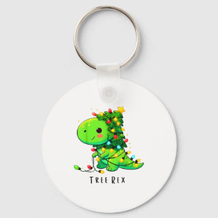 Dinosaur Christmas Tree Rex Pajamas Men Boys Xmas  Key Ring